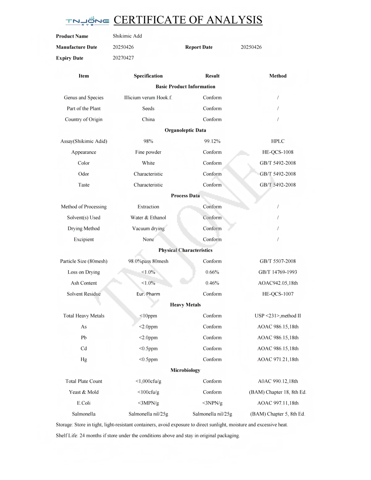 Shikimic Acid Powder-COA Shikimic Acid Powder-COA